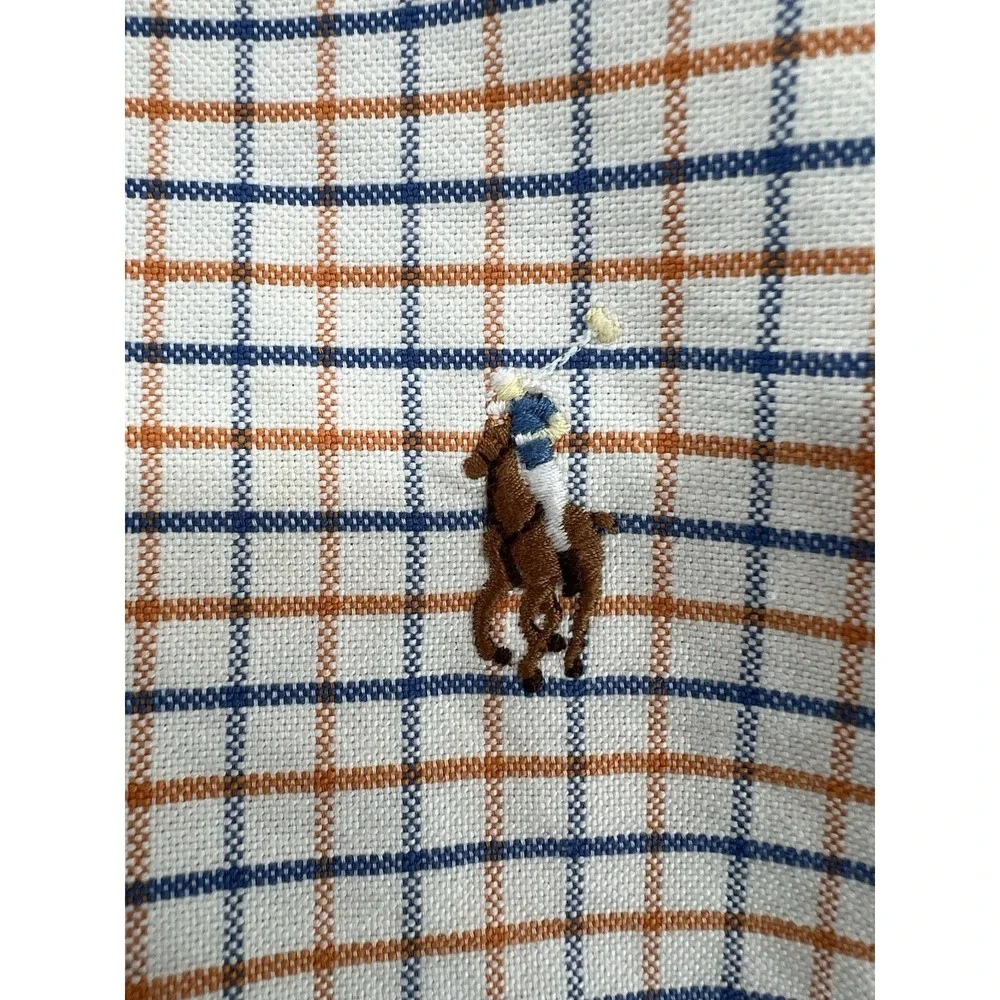 Polo Ralph‎ Lauren Shirt Mens 16.5 Classic Fit Tattersall Check Flesh Pony